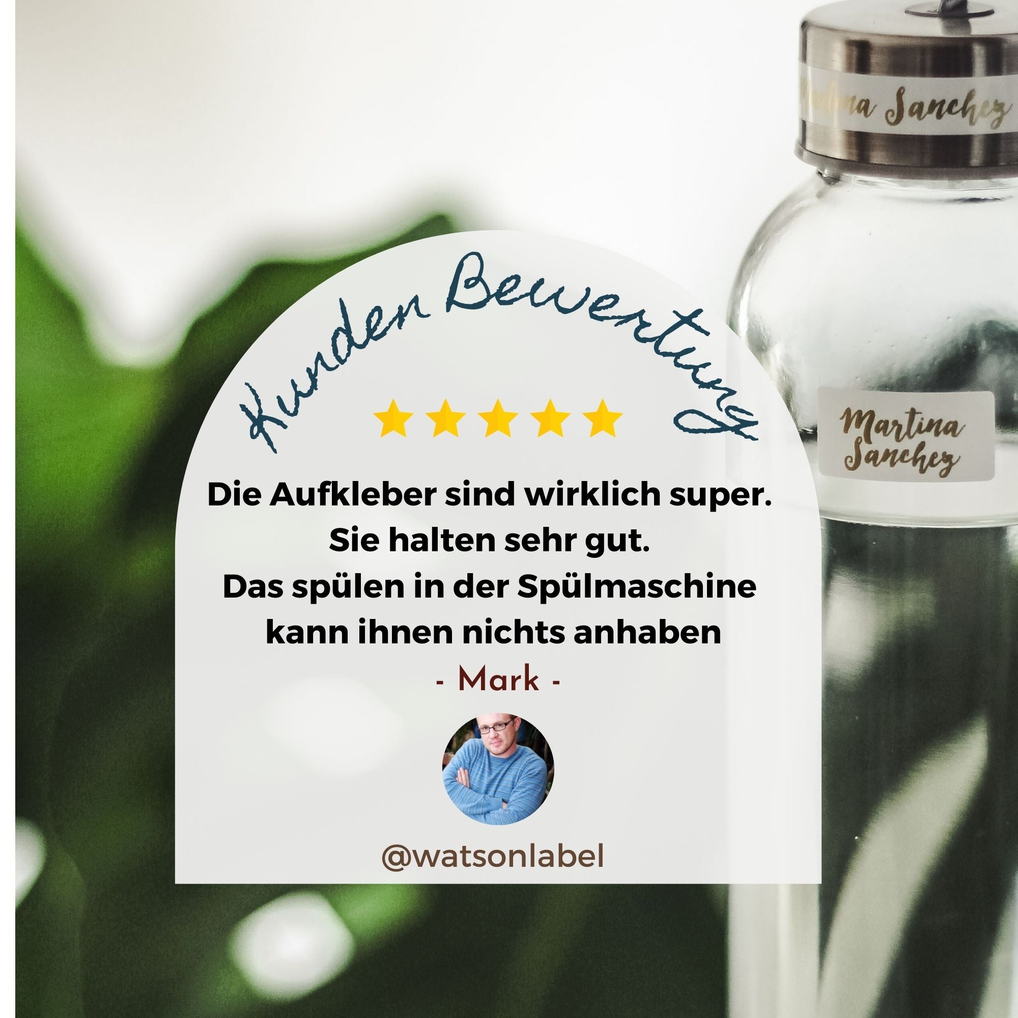 5 Sterne Bewertung fuer spuelmaschinenfeste Namensaufkleber von watsonlabel