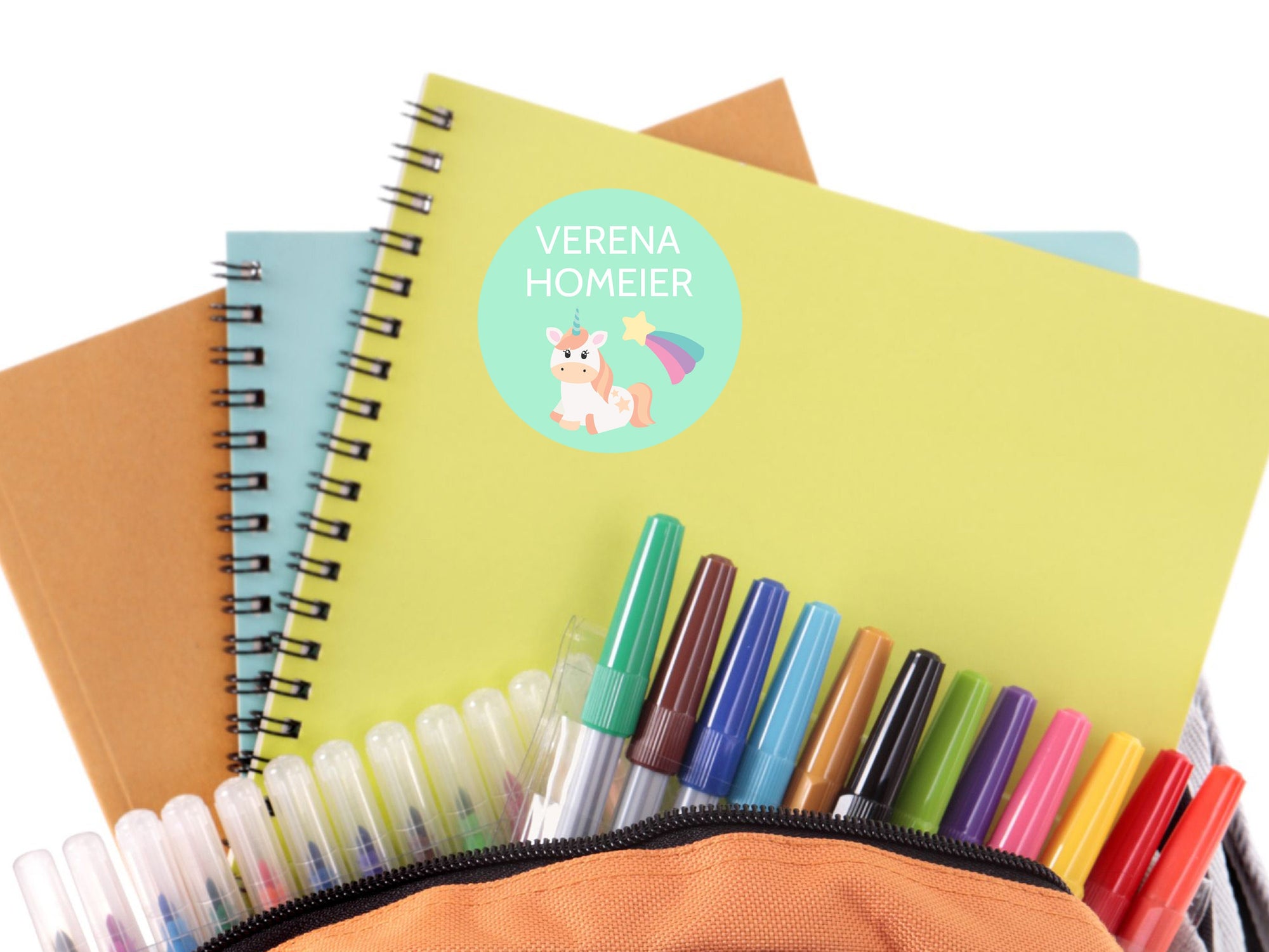 Einhorn Aufkleber mit Namen und Einhorn in mint - watsonlabel