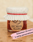 Erdbeermarmelade Etiketten personalisiert aus Kraftpapier 30 mm