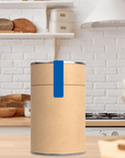Gewaehrverschluss Etiketten fuer Glaeser und Flaschen auf Kraftpapier Doese blau 70 x 12 mm von watsonlabel