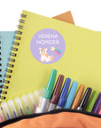 Namensetiketten fuer Kinder mit Einhorn und Regenbogen - watsonlabel