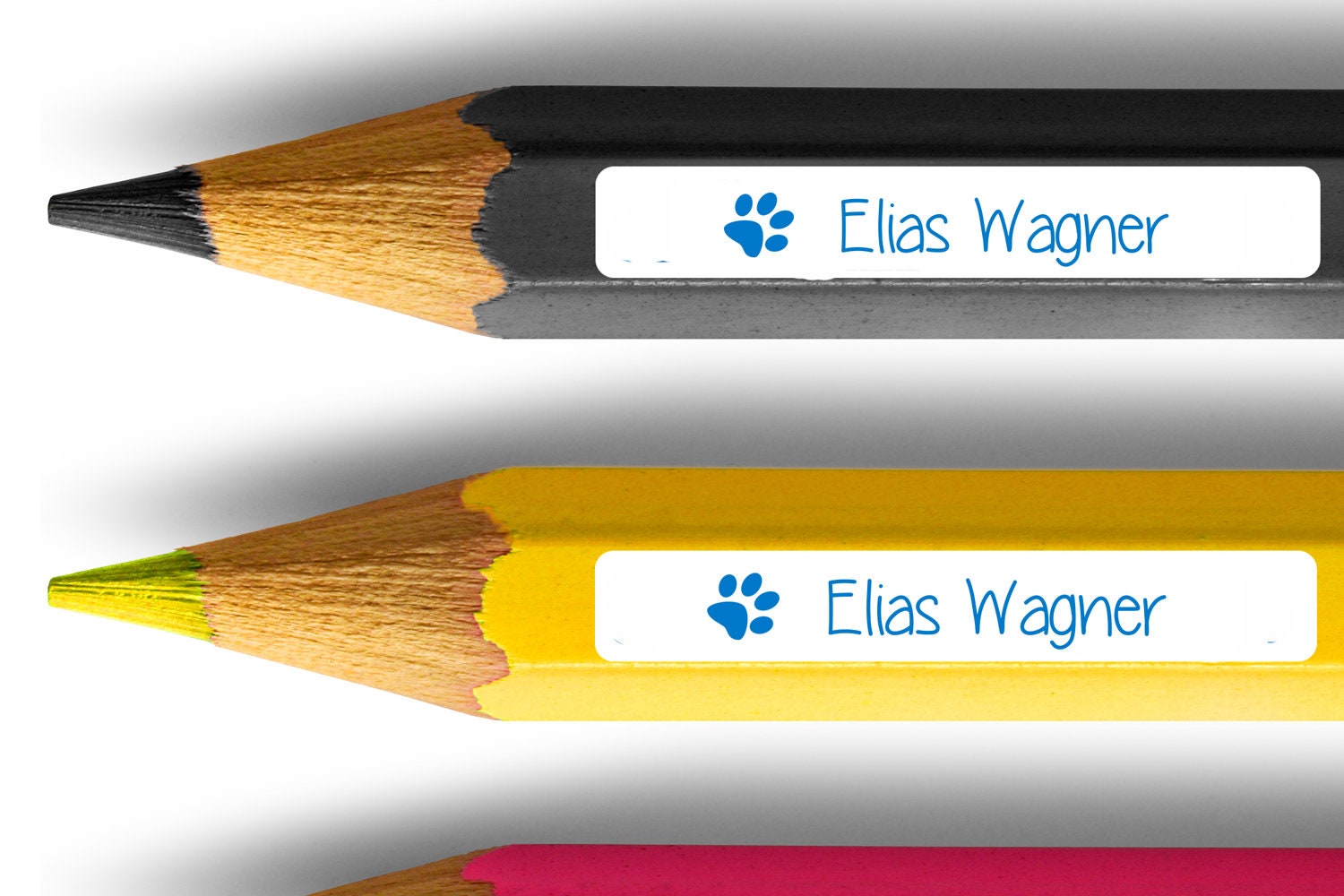 Namensufkleber - Stifteaufkleber mit Pfote spuelmaschinenfest 38 x 6 mm blau - watsonlabel