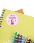 Personalisierte Namensaufkleber mit Prinzessin-Motiv dunkle Haare - watsonlabel