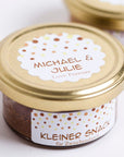 Runde abloesbare Etiketten 60 mm mit Wellenrand fuer Kuchen im Glas watsonlabel