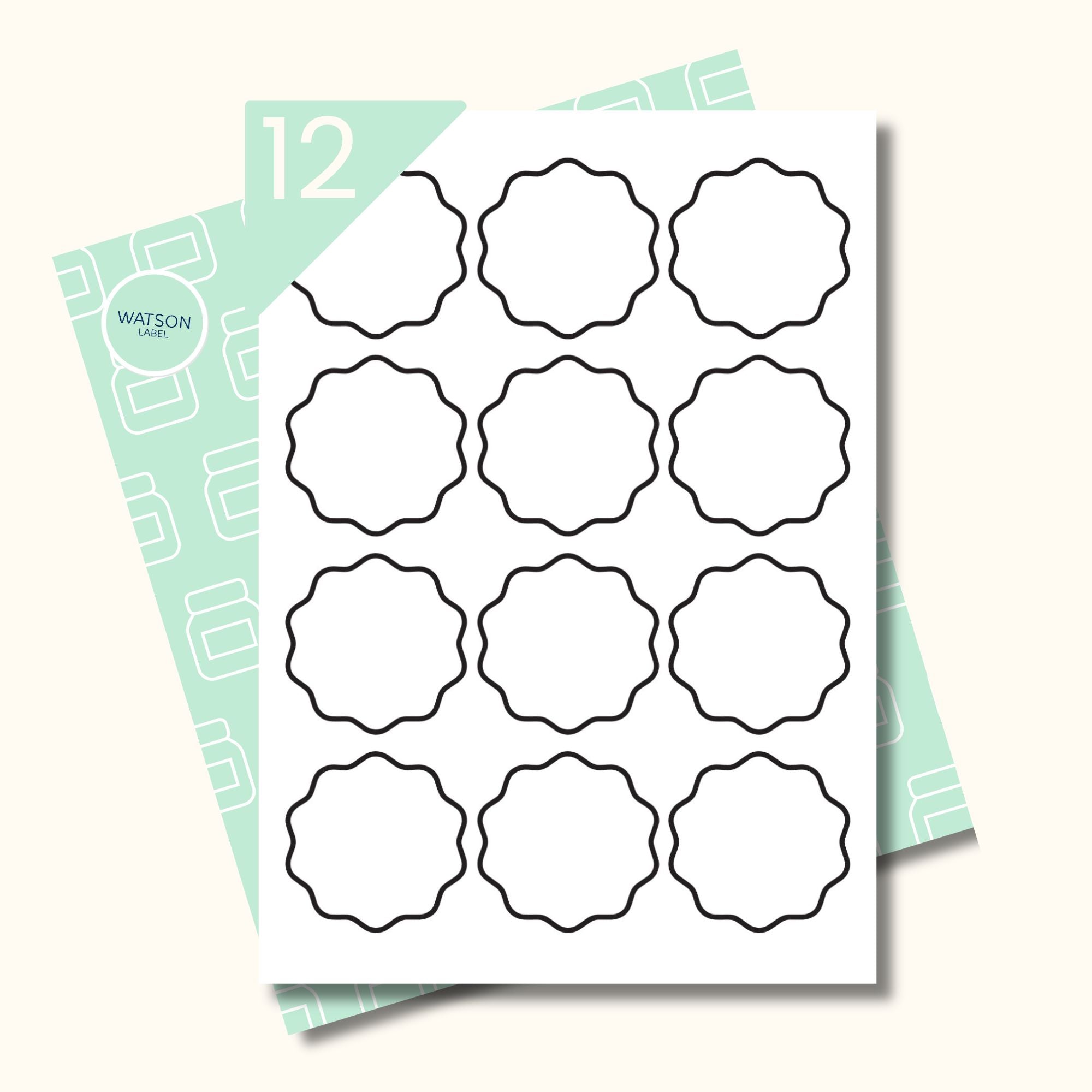Runde abloesbare Etiketten 60 mm mit Wellenrand selber drucken - watsonlabel