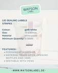 Siegel Etiketten 27 x 80 mm gestreift fuer Weck-Glaeser und Verpackungen Farbe gelb-weiss - watsonlabel Info englisch