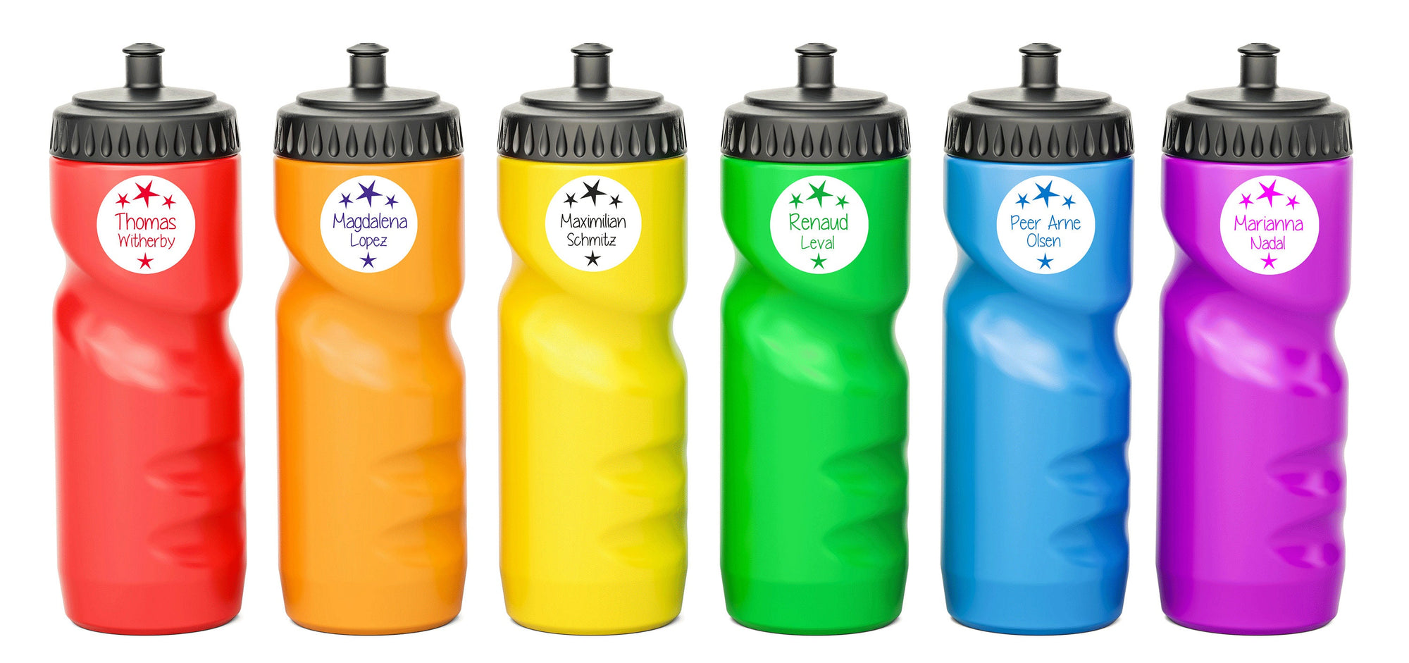 Spülmaschinenfeste Namensaufkleber mit Stern 20 mm in sechs Farben - watsonLABEL