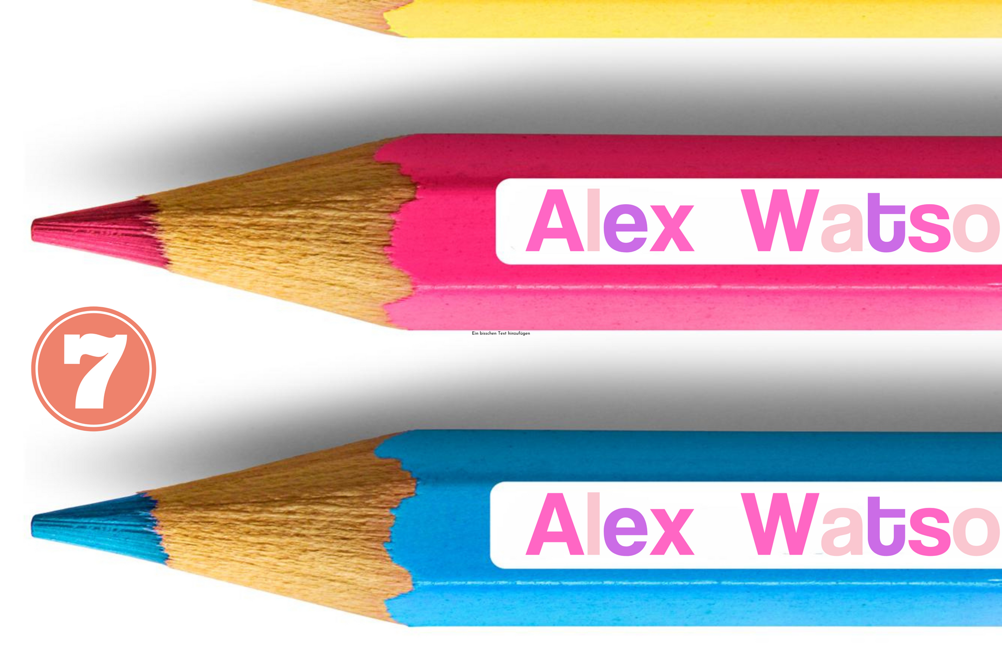 Aufkleber für Stifte mit Namen in rosa Schrift