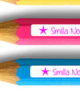 Stifteaufkleber spuelmaschinenfest mit Namen und Sternen pink 38 x 6 mm - watsonlabel
