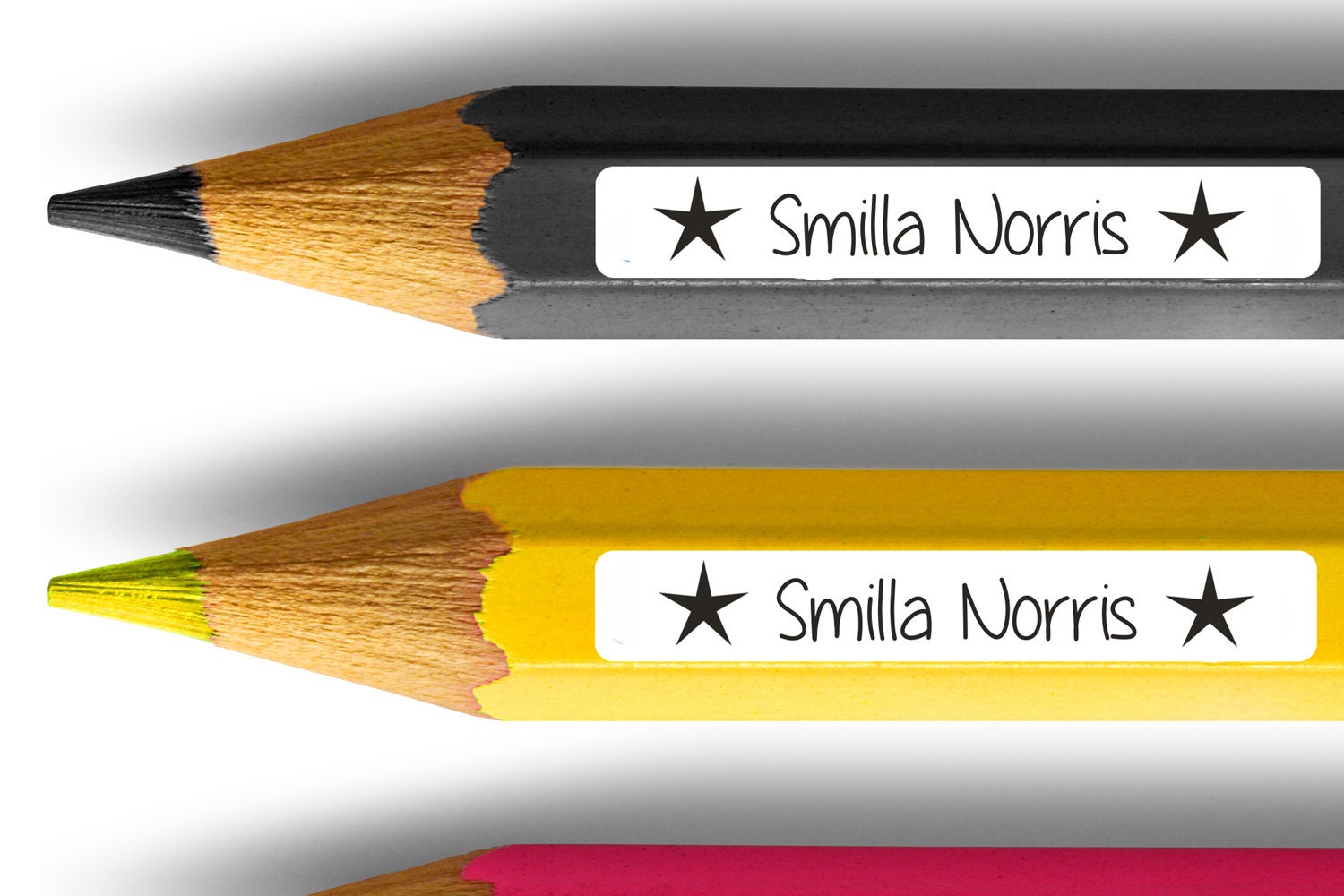 Stifteaufkleber spuelmaschinenfest mit Namen und Sternen schwarz 38 x 6 mm - watsonlabel