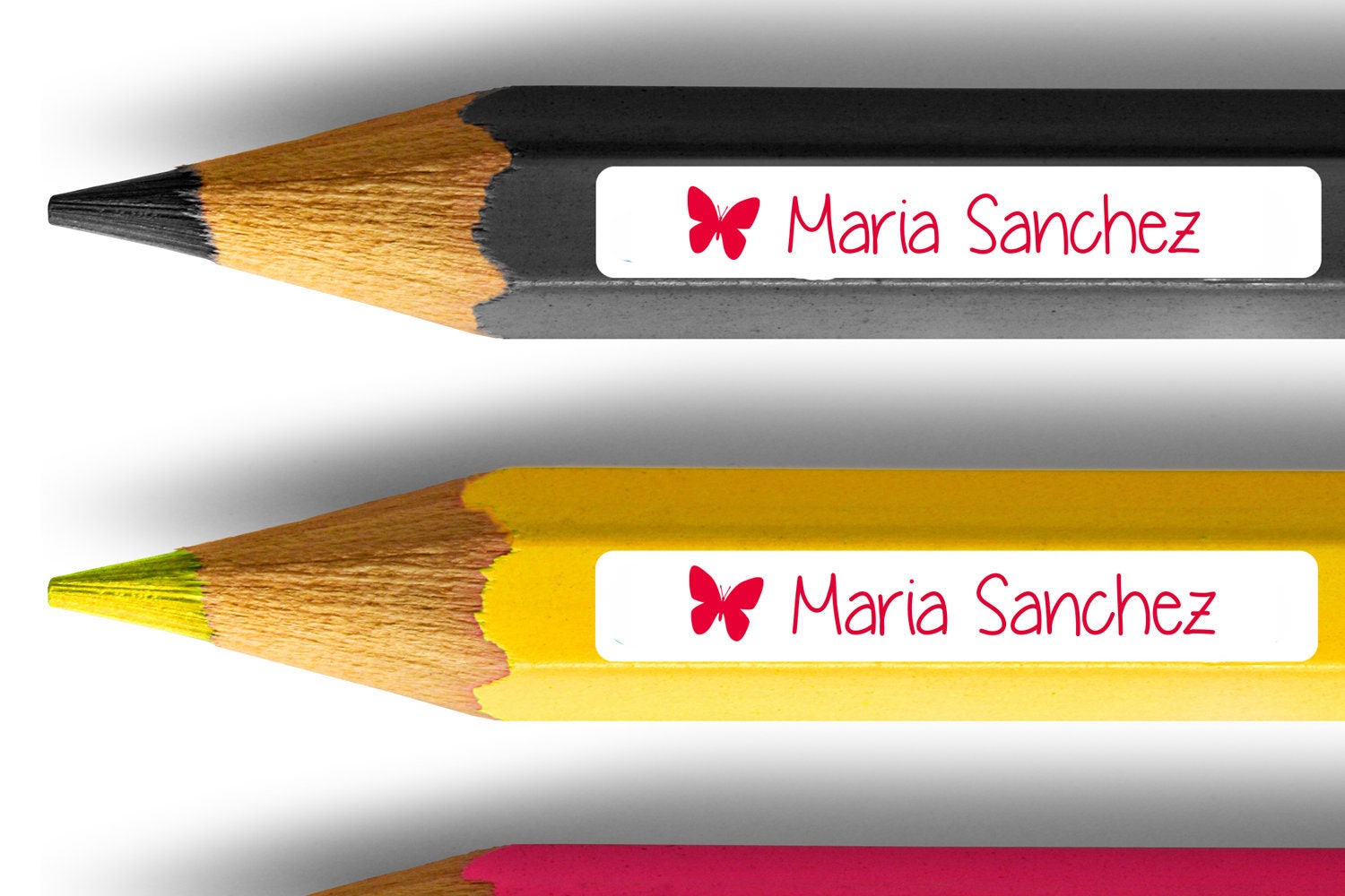 Stifteaufkleber spuelmaschinenfest mit Schmetterling 38 x 6 mm rot - watsonlabel