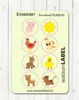 Symbolaufkleber spuelmaschinenfest mit Bauernhof-Motiven fuer Kita , Hort, Krippe und Kindergarten PL002-01 von watsonlabel