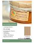Verpackung für braune Kraftetiketten zum selber drucken und stempeln von watsonlabel mit 21 Etiketten auf A4 Blatt auf weißem Untergrund von watsonlabel