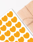 herzförmige Etiketten orange zum selber bedrucken, stempeln oder beschriften. 24 Etiketten im Format 44 x 39 mm auf DIN A4 Bogen von watsonlabel