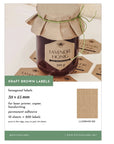 hexagonal kraft paper labels on A4 sheet. These labels size 39 x 45 mm are perfect for 500 g honey jars