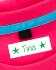 personalisierte Bügeletiketten mit Namen Motiv Stern in 7 Farben