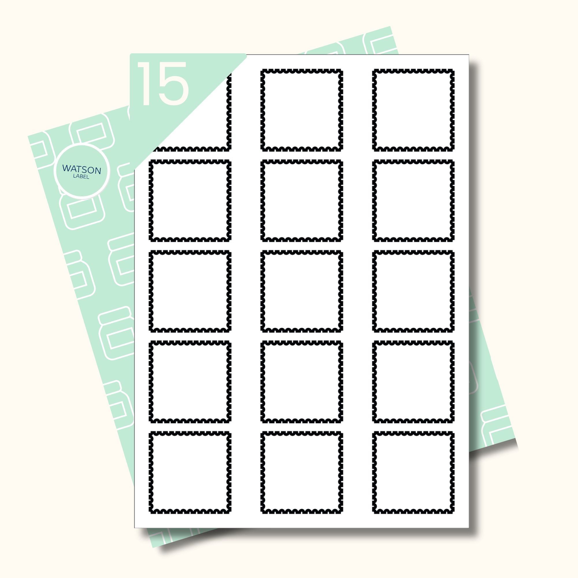 quadratische weisse abloesbare Etiketten 50 x 50 mm mit Wellenrand selber drucken - watsonlabel