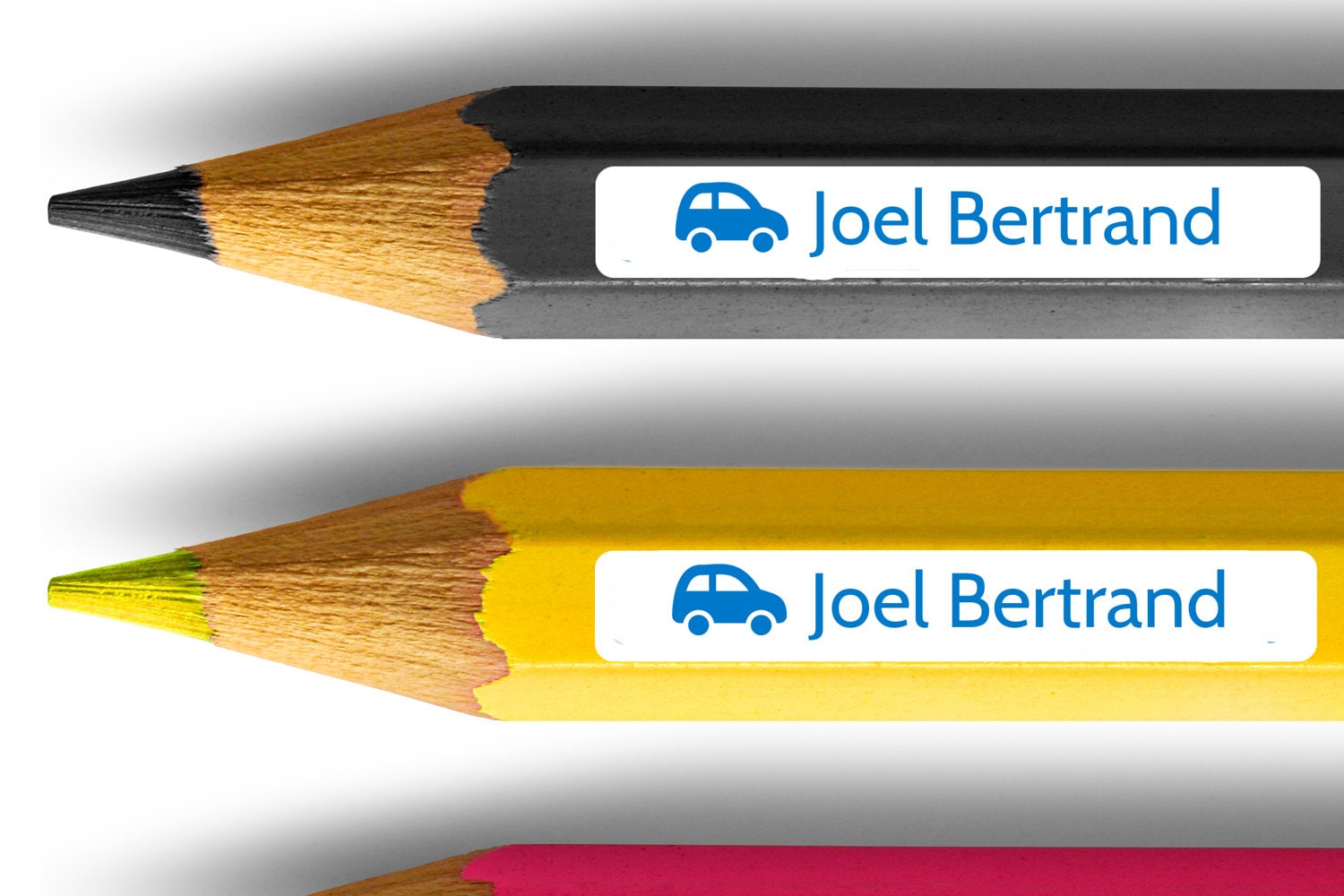 spuelmaschinenfeste Etiketten 38 x 6 mm mit Auto, Stifteaufkleber mit Namen - watsonlabel