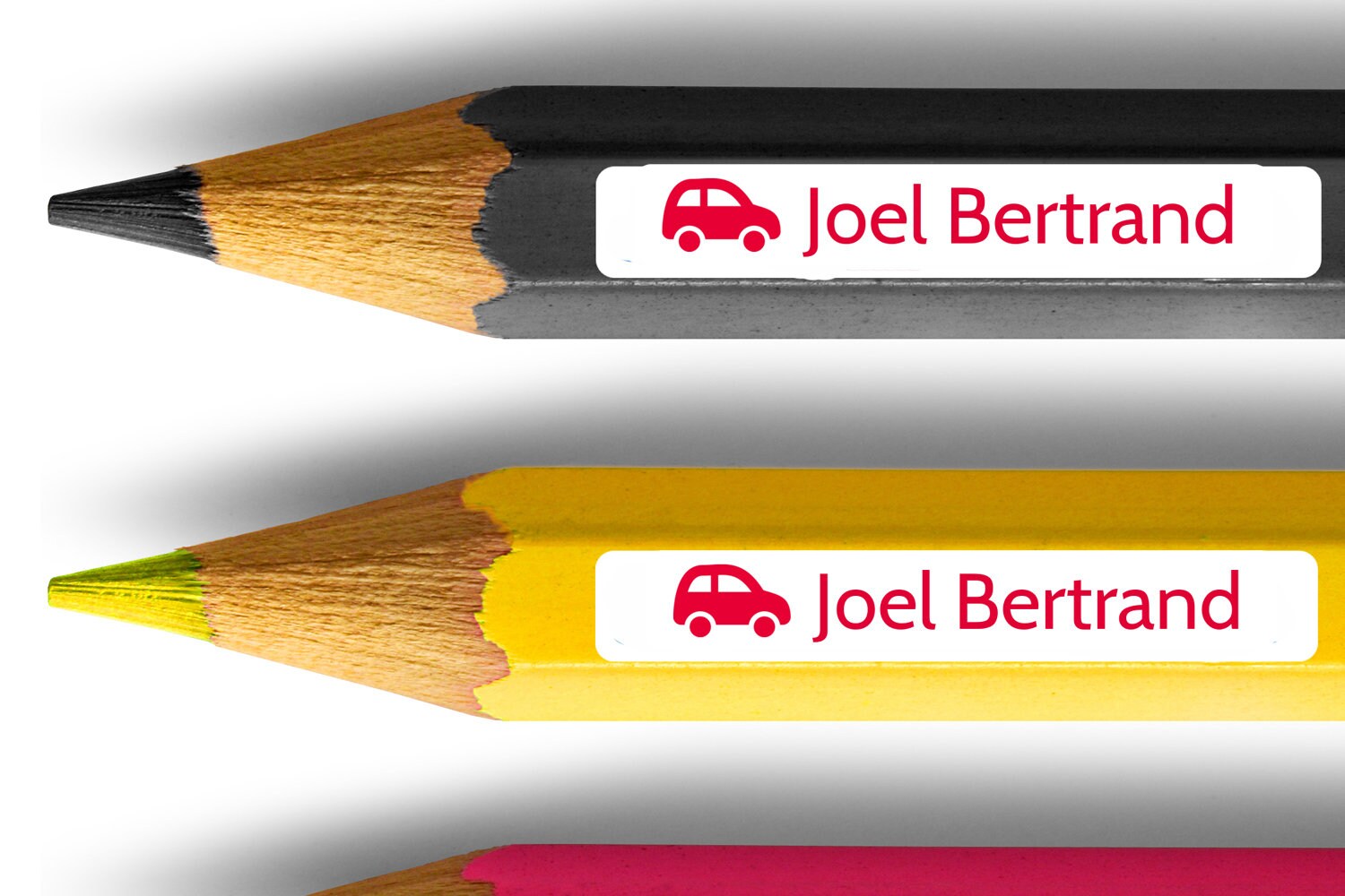 spuelmaschinenfeste Etiketten 38 x 6 mm mit Auto, Stifteaufkleber mit Namen - watsonlabel