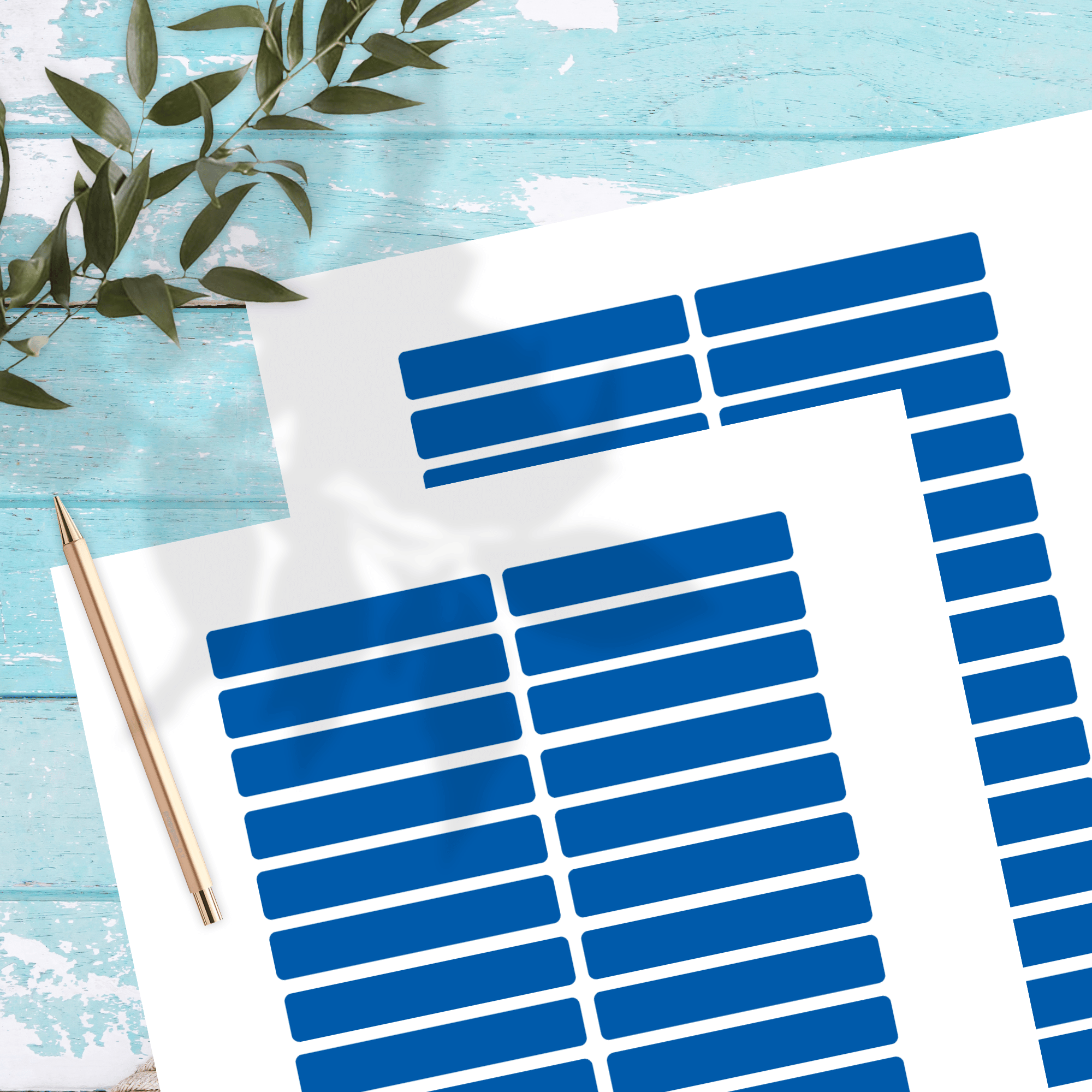 Gewaehrverschluss Etiketten  fuer  Glaeser und Flaschen blau 70 x 12 mm  von watsonlabel auf A4 Bogen mit 34 Etiketten