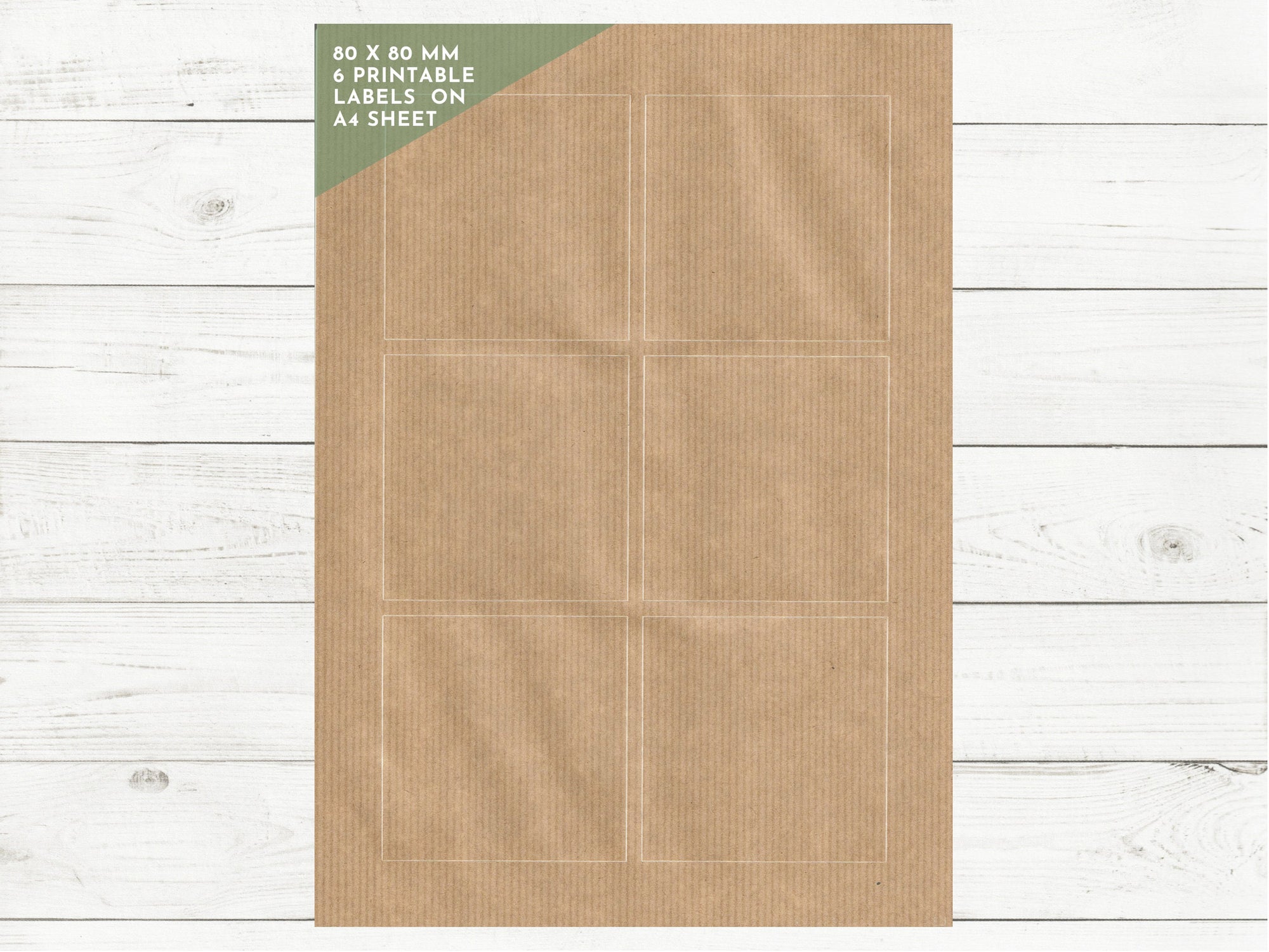Kraft Etiketten quadratisch 80 x 80 mm  mit 6 Etiketten auf A4 Bogen von watsonlabel