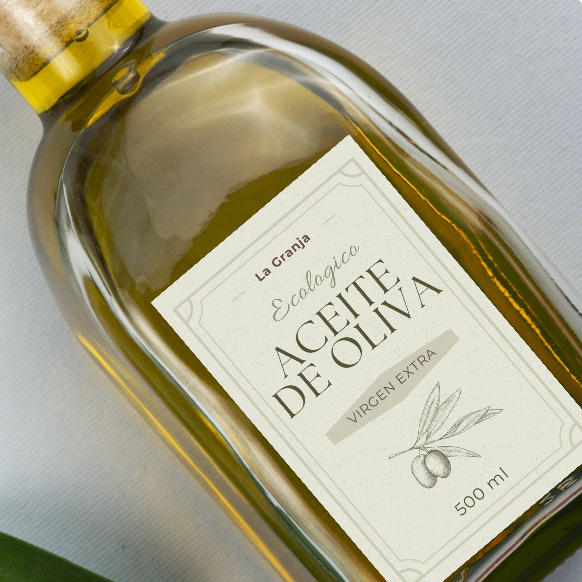 Olivenoel Etiketten fuer Flaschen, personalisierbar mit deinem Text, 55 x 85 mm