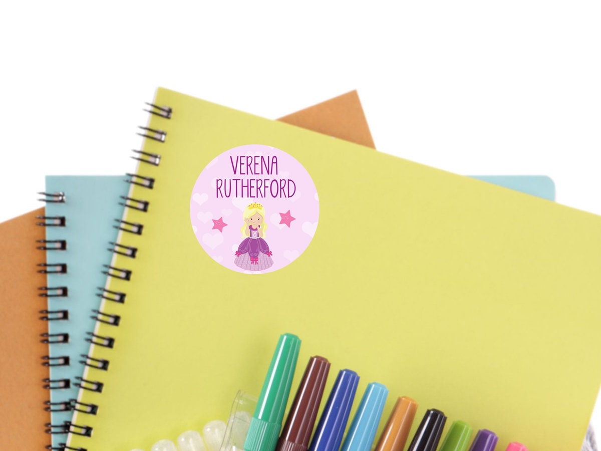 Personalisierte Namensaufkleber mit Prinzessin-Motiv blond - watsonlabel