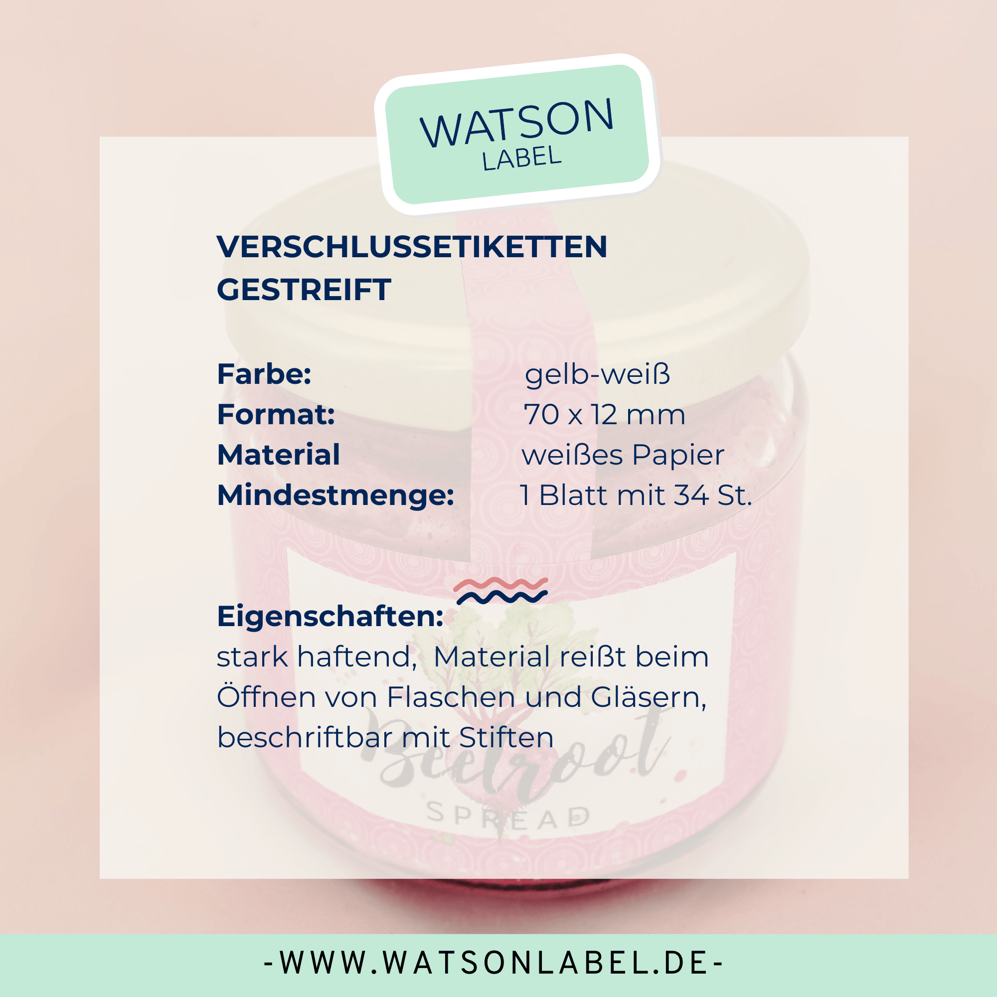 Selbstklebende Verschluss-Etiketten mit gestreiftem Muster stylisch gelb-weiss fuer Dosen online kaufen ID4217 von watsonlabel Info