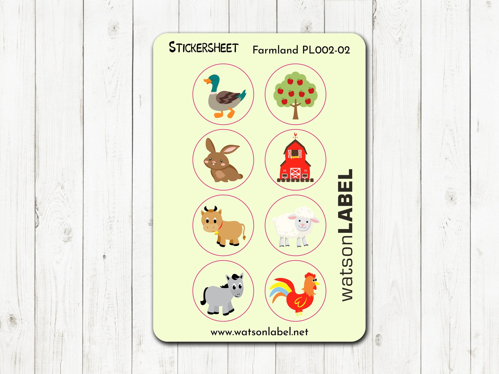 Symbolaufkleber spuelmaschinenfest mit Bauernhof-Motiven fuer Kita , Hort, Krippe und Kindergarten PL002-02 von watsonlabel