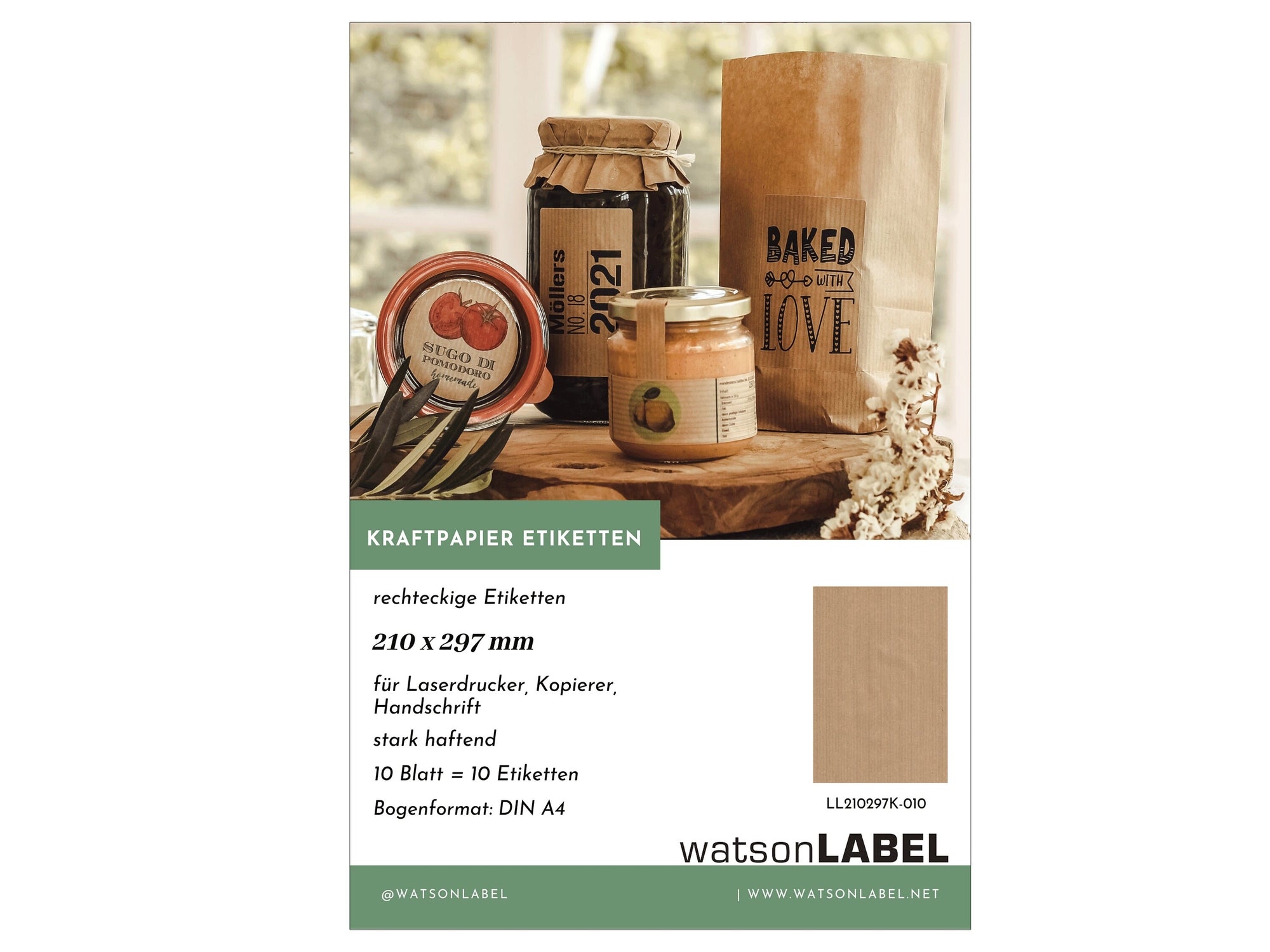 Verpackungsaufkleber fuer braune Kraftpapier Etiketten 210 x 297 mm 10 Blatt von watsonlabel