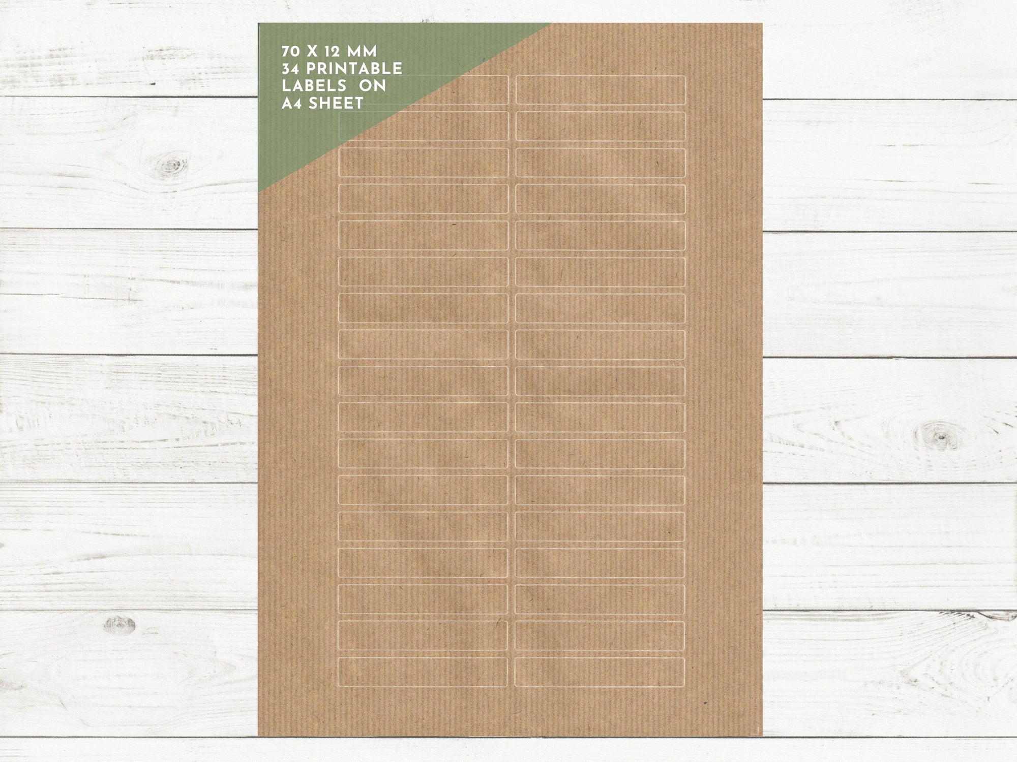 Verschluss Etiketten aus braunem Kraftpapier 70 x 12 mm  pro DIIN A4 Blatt