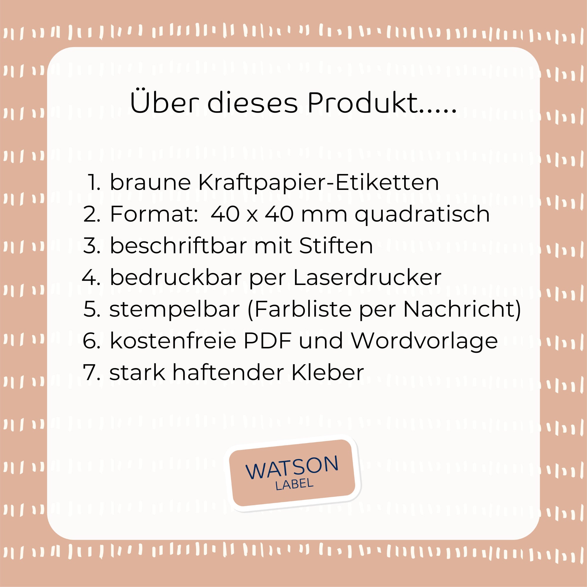 braune_Kraftpapier_Etiketten_40_x_40_mm_Infos: Etiketten sind beschriftbar, stempelbar und können mit Laserdrucker bedruckt werden