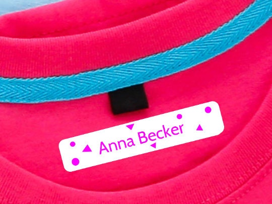 personalisierte Wäscheetiketten mit Namen im Geometrie Design in rosa - watsonlabel