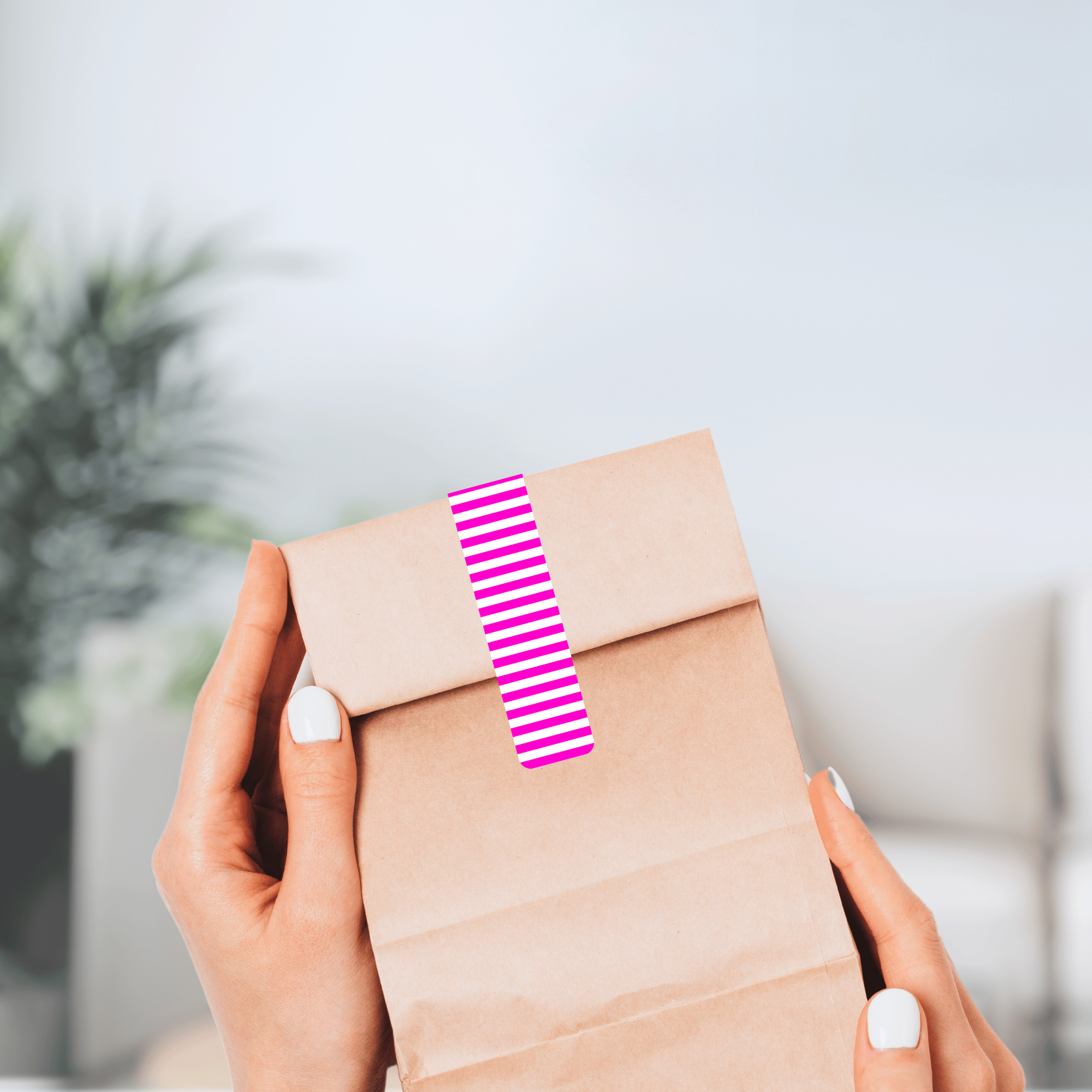 selbstklebende Verschluss-Etiketten mit gestreiftem Muster  stylisch pink-weiss guenstig online kaufen bei watsonlabel ID4224 