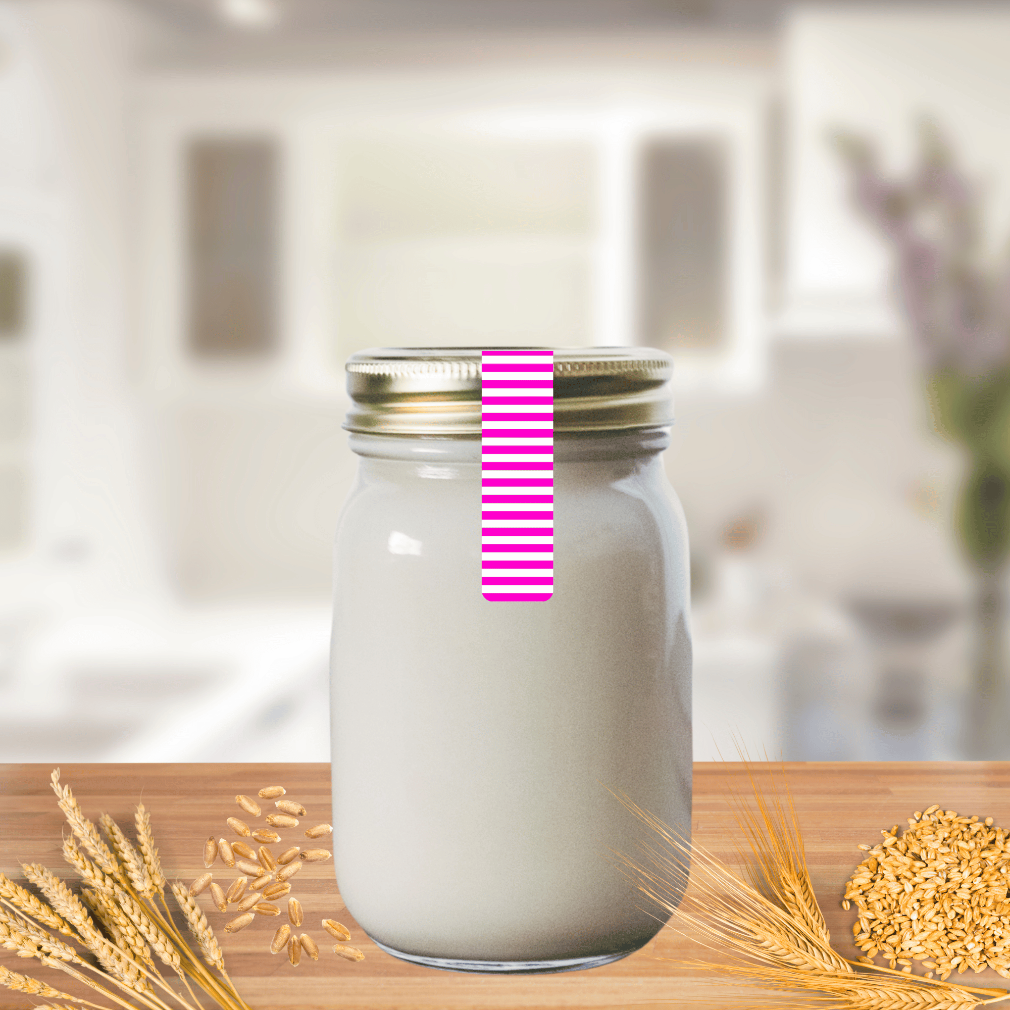 selbstklebende Verschluss-Etiketten mit gestreiftem Muster  stylisch pink-weiss guenstig online kaufen bei watsonlabel ID4224 fuer flaschen  und glaeser