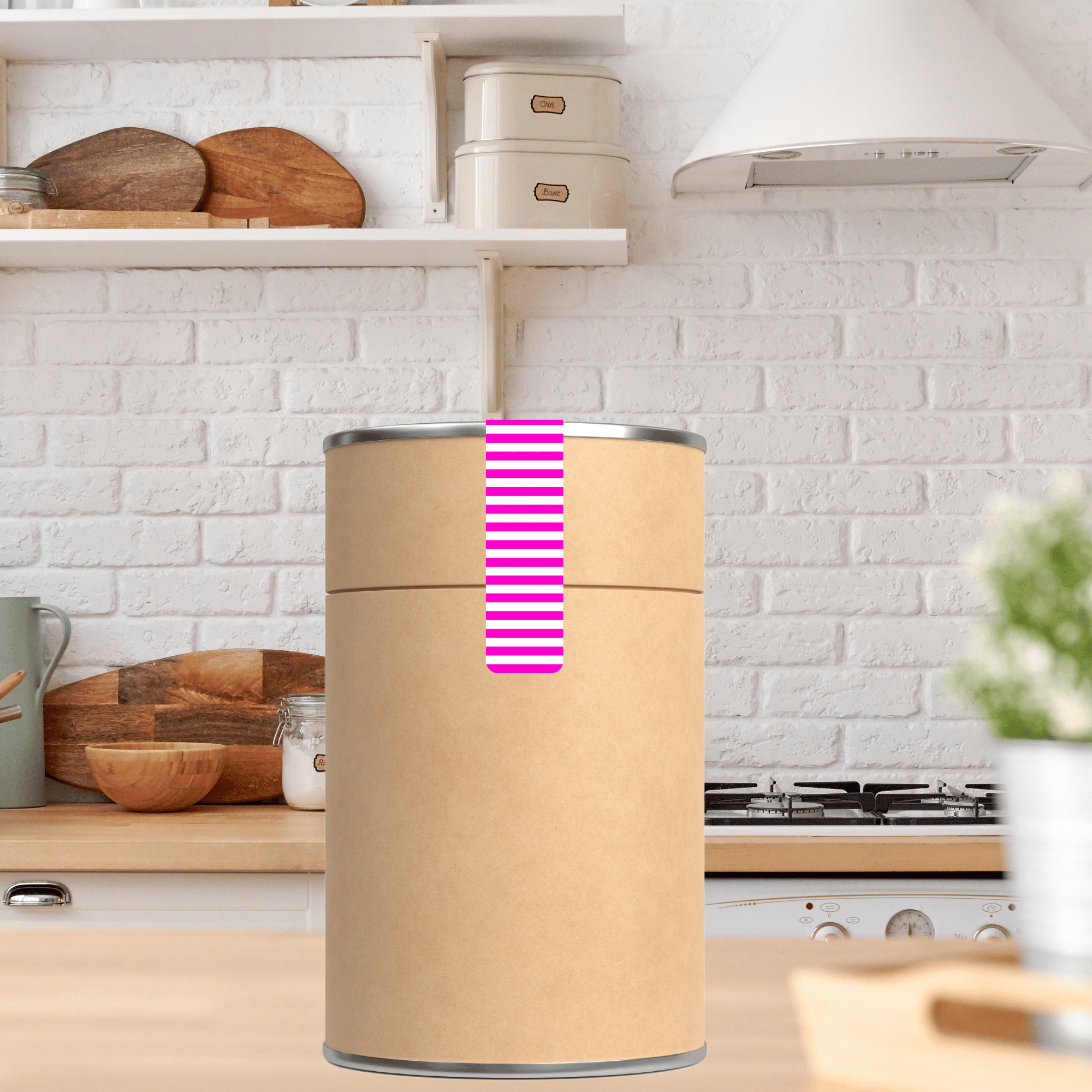 selbstklebende Verschluss-Etiketten mit gestreiftem Muster  stylisch pink-weiss guenstig online kaufen bei watsonlabel ID4224 fuer flaschen  und glaeser fuer Dosen